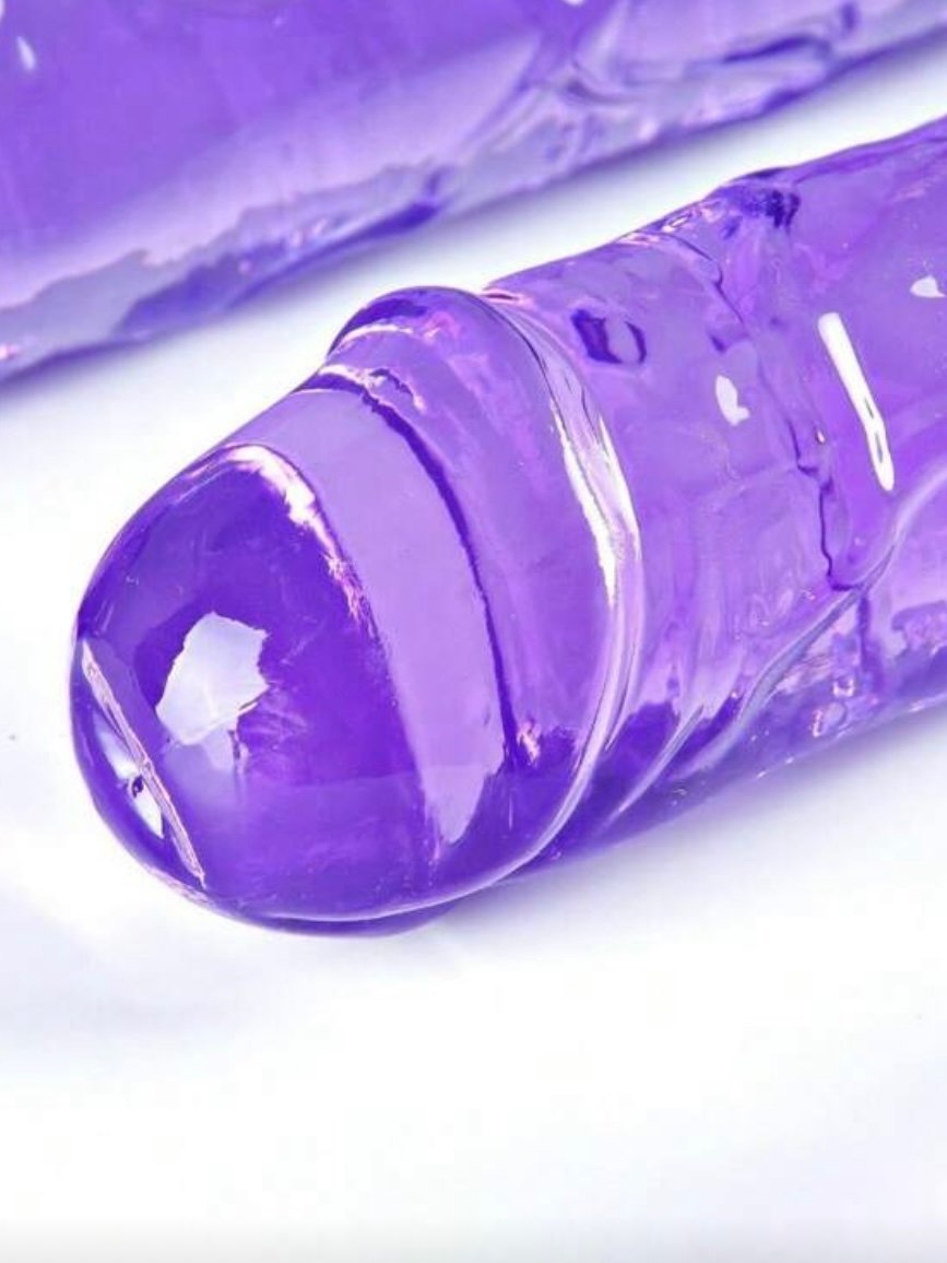 Double Headed Dildo Thick Flexible Dildo In Purple (4.75) - Image 4