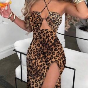 Screenshot Leopard Sleeveless Women's Sexy Halter Dress (4.94)