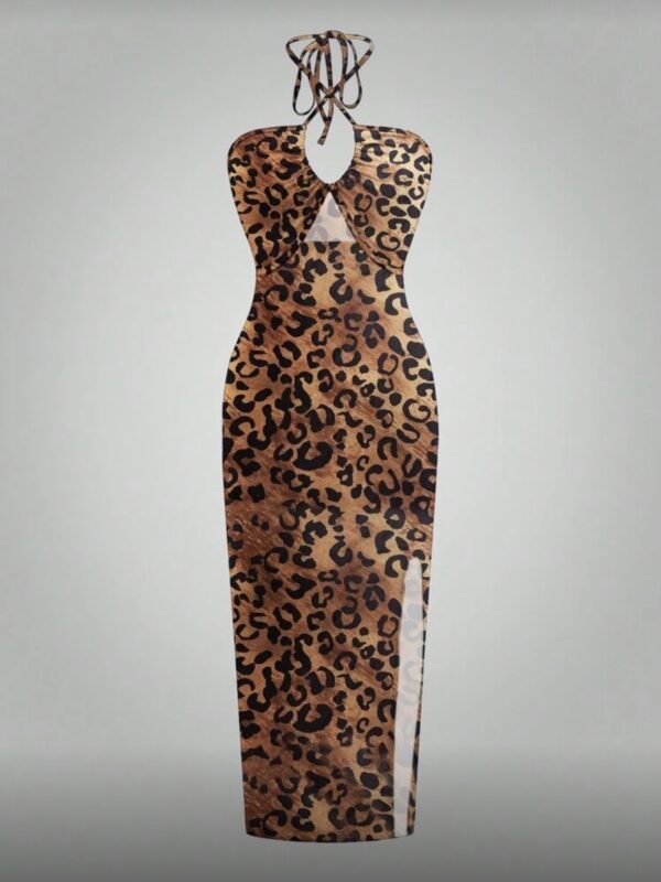 Leopard Sleeveless Women's Sexy Halter Dress (4.94) - Image 5