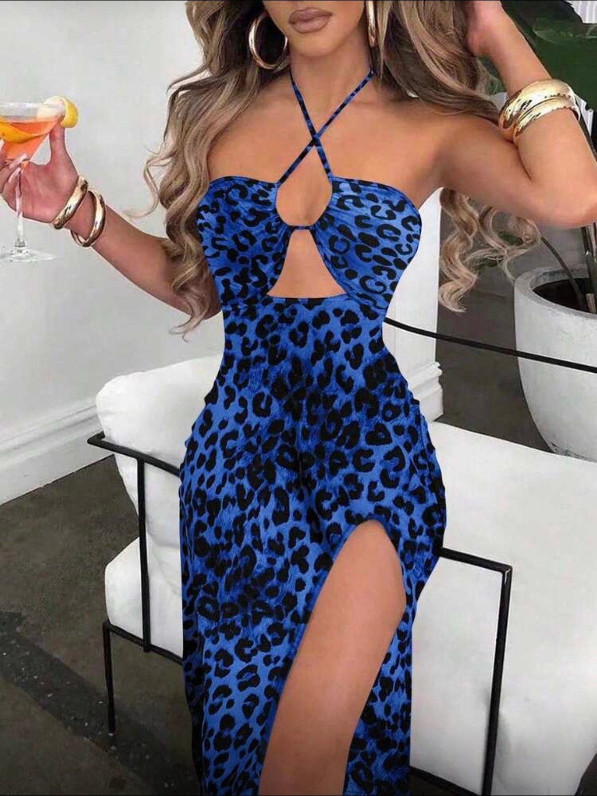 Leopard Sleeveless Women's Sexy Halter Dress (4.94) - Image 2