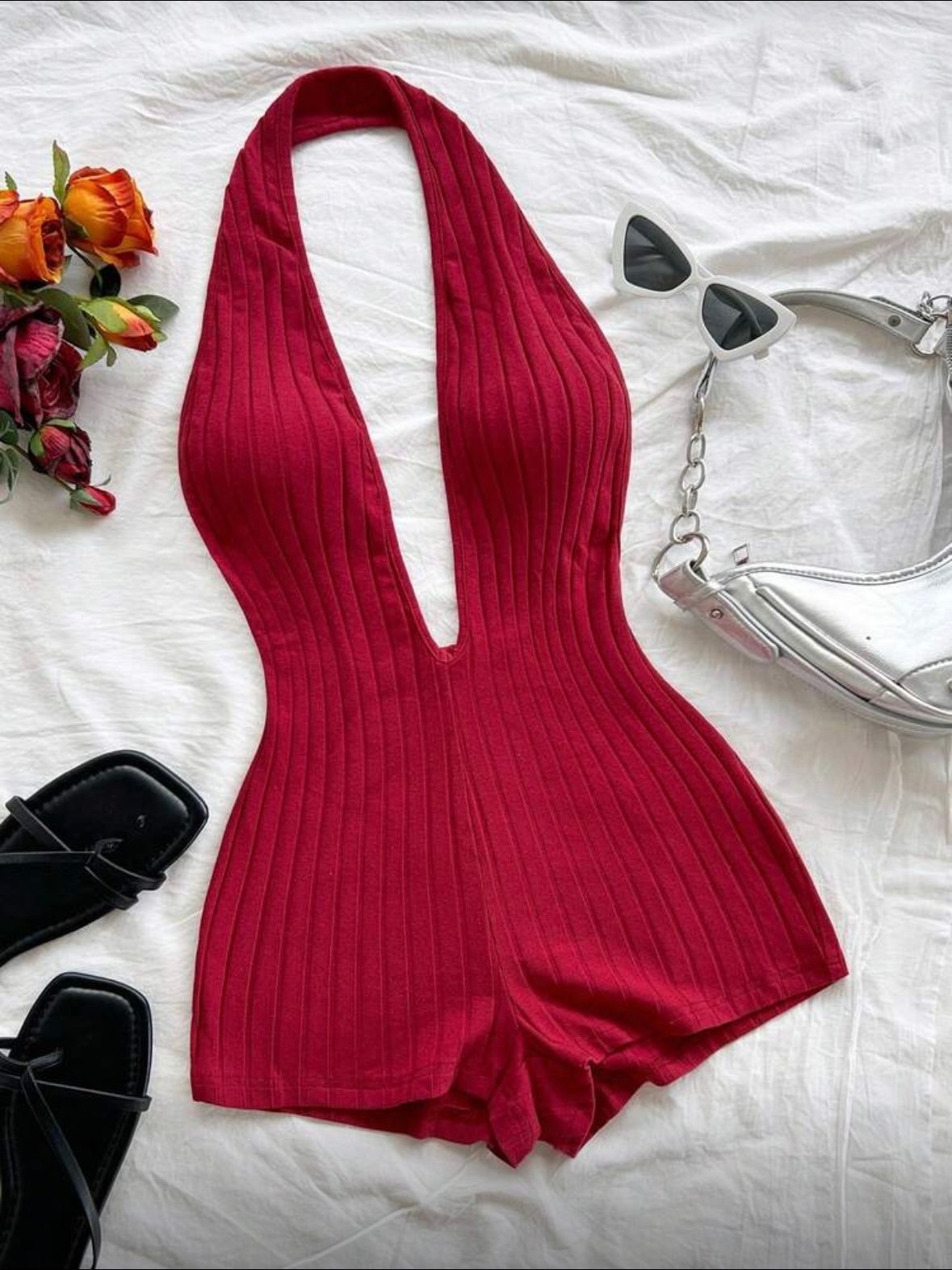 Red Sexy Fitted Romper For Women (4.86) - Image 4