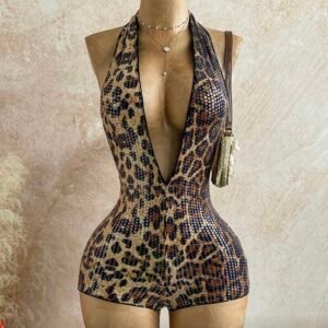 Animal Print Sexy Fitted Romper For Women (4.86)