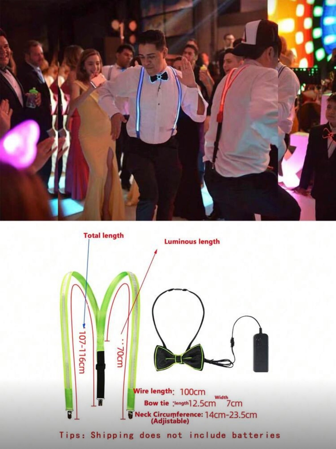 Luminous Bow Tie or Suspenders For Men LED Suspenders (4.83) - Image 3