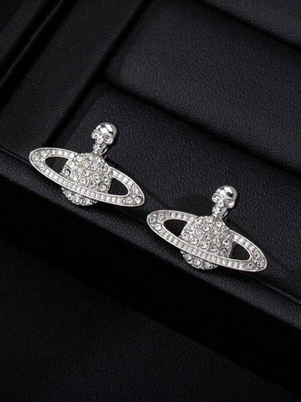 Rhinestone Planet Earrings In Color Silver (4.92) - Image 4