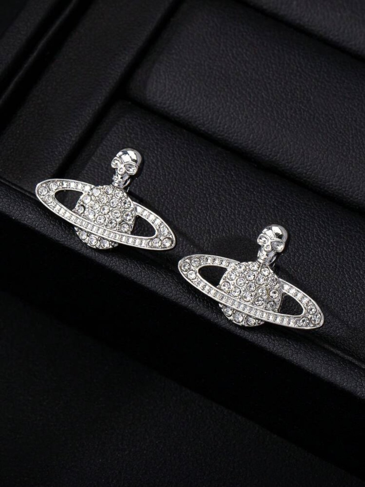 Rhinestone Planet Earrings In Color Silver (4.92) - Image 4
