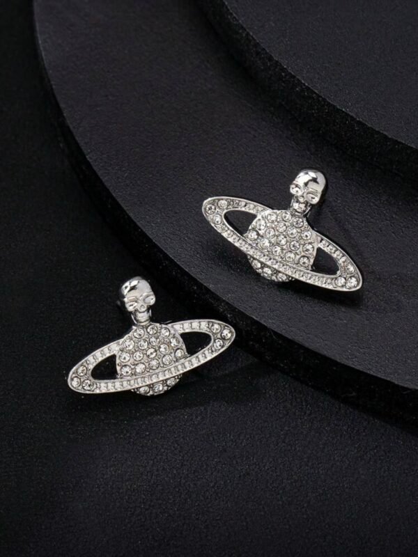 Rhinestone Planet Earrings In Color Silver (4.92) - Image 5