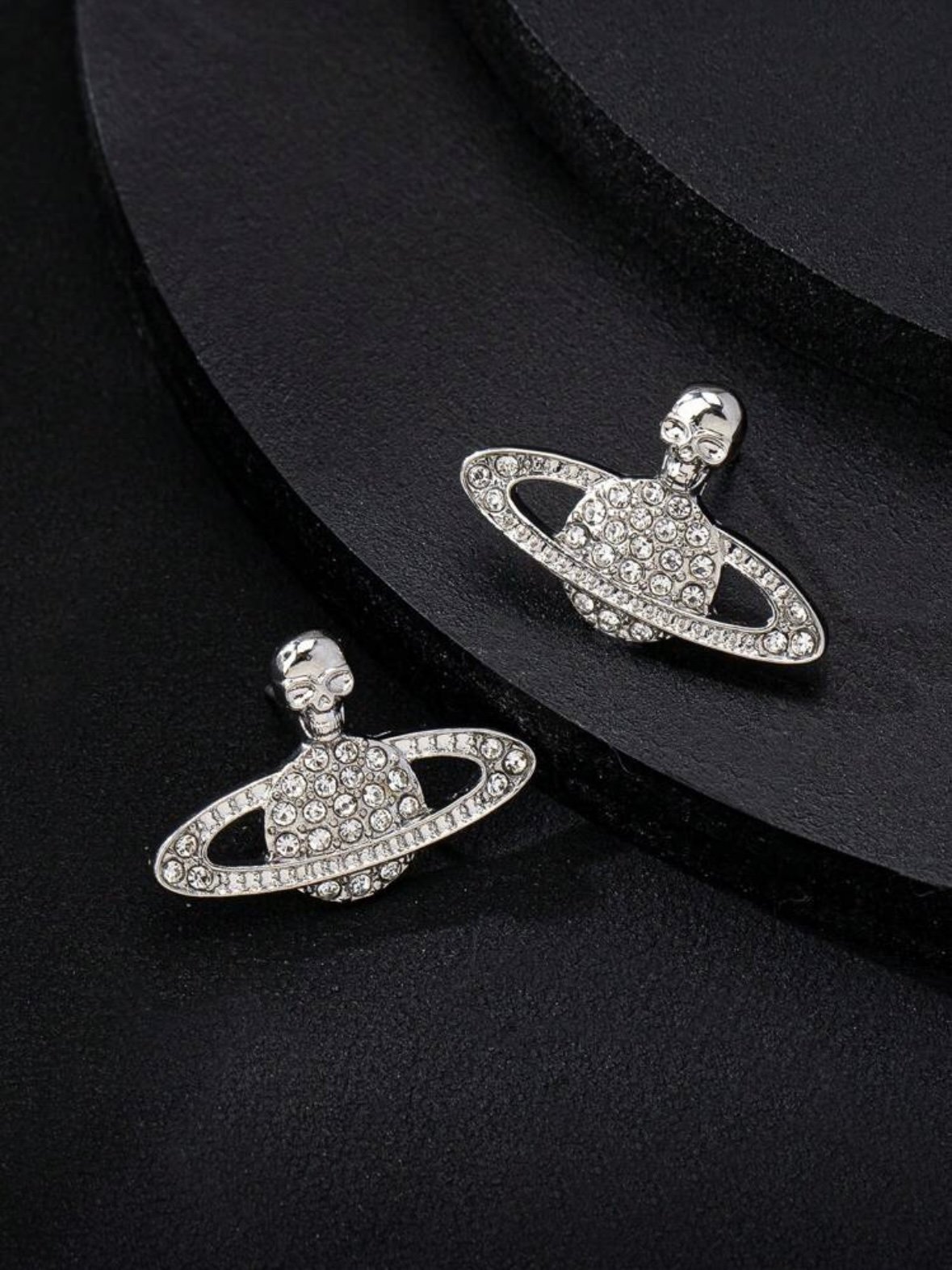 Rhinestone Planet Earrings In Color Silver (4.92) - Image 5
