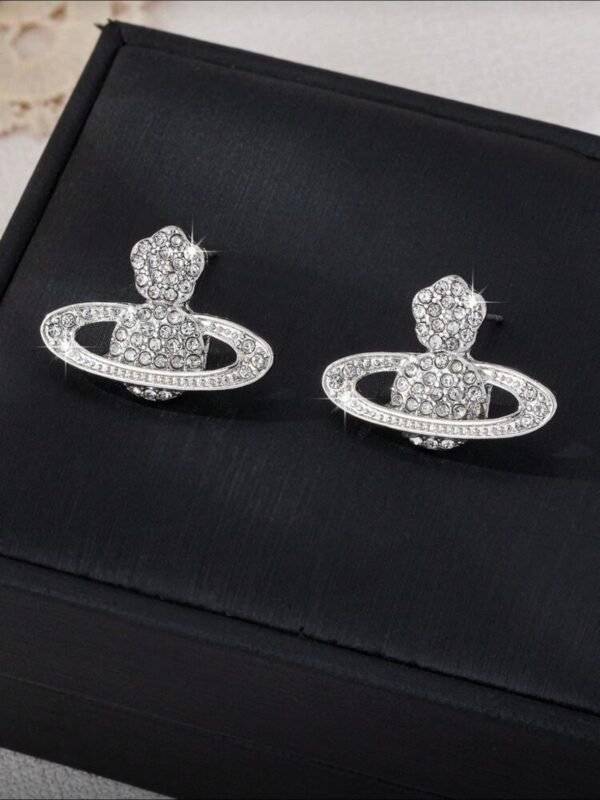 Rhinestone Planet Earrings In Color Silver (4.92) - Image 3