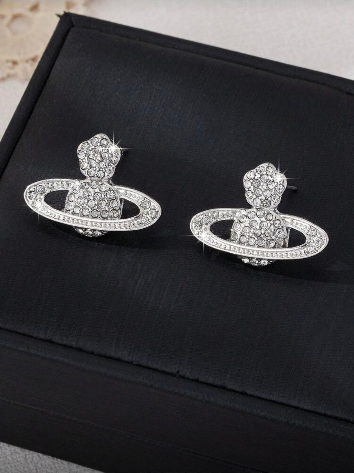 Rhinestone Planet Earrings In Color Silver (4.92) - Image 3