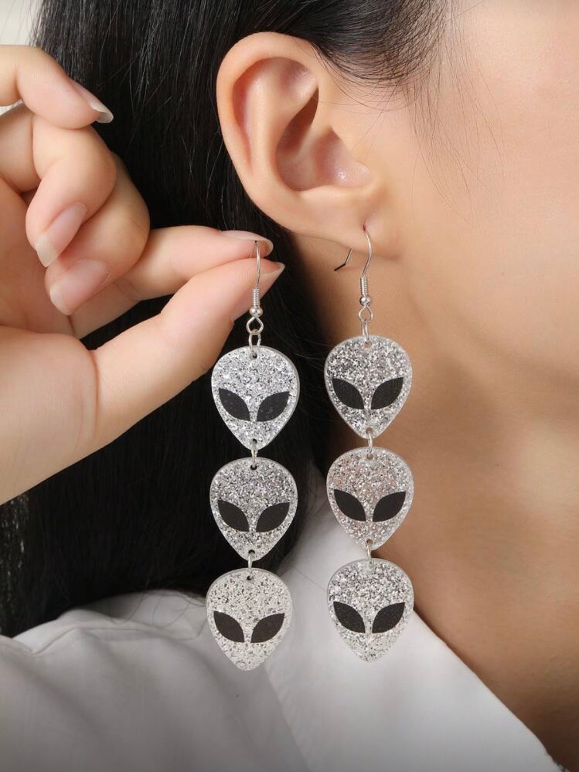 Long Dangle Alien Earrings Pair (5.0)
